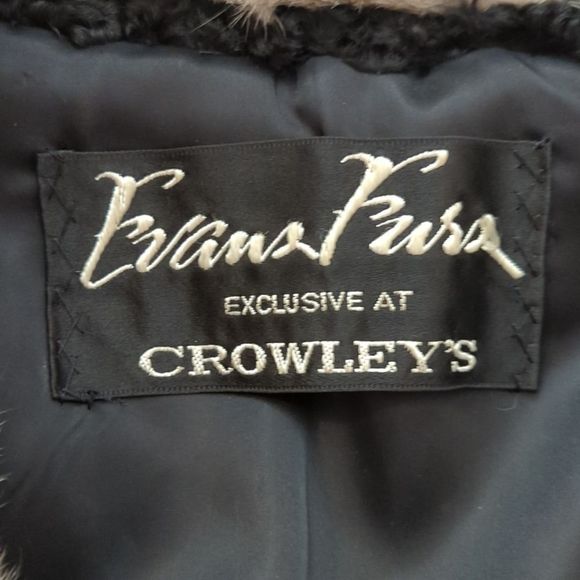 Vintage Black 50s Persian Lamb Karakul Gray Mink Collar Fur Coat Size Large - Picture 7 of 9